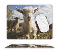 Leather Mouse Pad 10x8 Inch, Waterproof Non-Slip Desk Mat Cute Goat Mousepad Thin Portable Computer Mousepads for Office Gaming Laptop PC, Easy Clean Mouse Mat