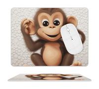 Leather Mouse Pad 10x8 Inch, Waterproof Non-Slip Desk Mat Cute Monkey Mousepad Thin Portable Computer Mousepads for Office Gaming Laptop PC, Easy Clean Mouse Mat