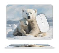 Leather Mouse Pad 10x8 Inch, Waterproof Non-Slip Desk Mat Cute Polar Bear Mousepad Thin Portable Computer Mousepads for Office Gaming Laptop PC, Easy Clean Mouse Mat