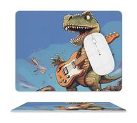 Leather Mouse Pad 10x8 Inch, Waterproof Non-Slip Desk Mat Dinosaur Playing Guitar Mousepad Thin Portable Computer Mousepads for Office Gaming Laptop PC, Easy Clean Mouse Mat