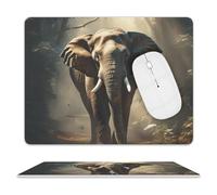 Leather Mouse Pad 10x8 Inch, Waterproof Non-Slip Desk Mat Elephant in The Forest Mousepad Thin Portable Computer Mousepads for Office Gaming Laptop PC, Easy Clean Mouse Mat