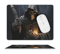 Leather Mouse Pad 10x8 Inch, Waterproof Non-Slip Desk Mat Grim-Reaper Mousepad Thin Portable Computer Mousepads for Office Gaming Laptop PC, Easy Clean Mouse Mat
