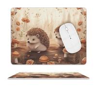 Leather Mouse Pad 10x8 Inch, Waterproof Non-Slip Desk Mat Nature Lovely Hedgehog Lovers Mousepad Thin Portable Computer Mousepads for Office Gaming Laptop PC, Easy Clean Mouse Mat