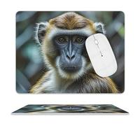 Leather Mouse Pad 10x8 Inch, Waterproof Non-Slip Desk Mat The Silent Monkey Mousepad Thin Portable Computer Mousepads for Office Gaming Laptop PC, Easy Clean Mouse Mat