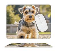 Leather Mouse Pad 10x8 Inch, Waterproof Non-Slip Desk Mat Yorkie Puppy Mousepad Thin Portable Computer Mousepads for Office Gaming Laptop PC, Easy Clean Mouse Mat