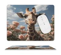 Leather Mouse Pad Waterproof Slip Base Mouse Mat Beautiful Giraffe Printed for Laptop Computer Office Home Gaming Mousemats