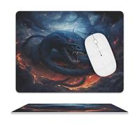 Leather Mouse Pad Waterproof Slip Base Mouse Mat Black Snake in Flames Printed for Laptop Computer Office Home Gaming Mousemats