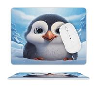 Leather Mouse Pad Waterproof Slip Base Mouse Mat Cartoon Cute Penguin Printed for Laptop Computer Office Home Gaming Mousemats