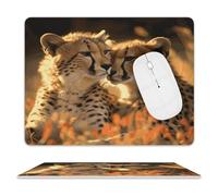 Leather Mouse Pad Waterproof Slip Base Mouse Mat Cheetah Love Printed for Laptop Computer Office Home Gaming Mousemats