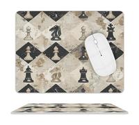 Leather Mouse Pad Waterproof Slip Base Mouse Mat Chess Piece Brown Pattern Printed for Laptop Computer Office Home Gaming Mousemats