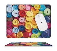 Leather Mouse Pad Waterproof Slip Base Mouse Mat Colorful Buttons Printed for Laptop Computer Office Home Gaming Mousemats