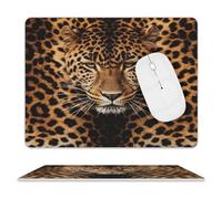 Leather Mouse Pad Waterproof Slip Base Mouse Mat Depict A Leopard Printed for Laptop Computer Office Home Gaming Mousemats