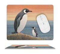 Leather Mouse Pad Waterproof Slip Base Mouse Mat Hand Drawn Penguin Printed for Laptop Computer Office Home Gaming Mousemats