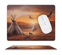 Leather Mouse Pad Waterproof Slip Base Mouse Mat Native American Tribes Printed for Laptop Computer Office Home Gaming Mousemats