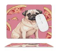 Leather Mouse Pad Waterproof Slip Base Mouse Mat Pug Pizza Printed for Laptop Computer Office Home Gaming Mousemats