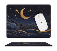 Leather Mouse Pad Waterproof Slip Base Mouse Mat There Are Stars And Moon on It Printed for Laptop Computer Office Home Gaming Mousemats