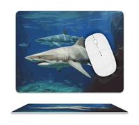 Leather Mouse Pad Waterproof Slip Base Mouse Mat Two White Sharks Printed for Laptop Computer Office Home Gaming Mousemats