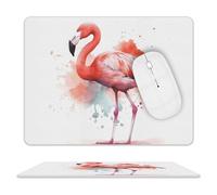 Leather Mouse Pad Waterproof Slip Base Mouse Mat Watercolor Flamingo Printed for Laptop Computer Office Home Gaming Mousemats