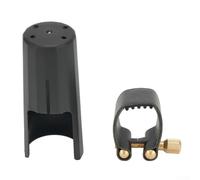 Leather Mouthpiece Ligature with Protective Cap for Various Saxophones (For Soprano)