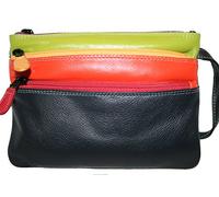 Leather Multi-coloured Neck Purse - style 7-156 in Midnight (Black Tropical)