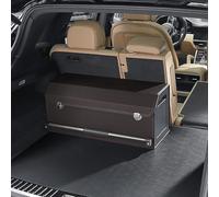 Leather Multi-purpose Car Boot Organiser with Lid, Sturdy Boot Organiser | Push-Pull Handle For Easy Sliding Car Organiser, Car Boot Storage Fits Saloons, SUVs & Trucks, 62L Capacity Car Storage Box