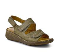 Leather Multi-Touch-Fasten Sandals - Khaki Size 7