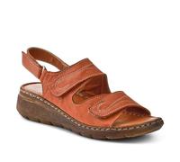 Leather Multi-Touch-Fasten Sandals - Tan Size 7