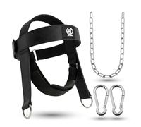 Leather Neck Harness for Weight Lifting - Adjustable Head Strap with Heavy-Duty Steel Chain & Microfiber Padding - Neck Exerciser for Bodybuilding, Boxers & Gym Workout (Black)
