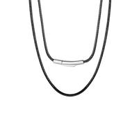 Leather Necklace Cord with Clasp Men's Necklaces Black Necklace Pendant String Chain Necklace Men Black Cord Necklace String Rope Chain