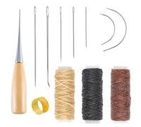 Leather Needles for Hand Sewing, 12pcs Leather Sewing Kit Curved Needles for Hand Sewing Upholstery Leather Repair Kit Waxed Thread 12m Cord Drilling Awl for Sewing Supplies Fabric Sewing DIY Crafts