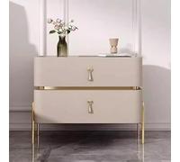 Leather Nightstand with 2 Drawers - Modern Wooden Furniture for Bedroom