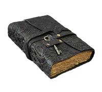 Leather Notebook, 200 Blank Pages - Handmade Bound Journals for Women and Men - For Travel Diary Writing, Daily Work, Sketchbook - Vintage Feel (7x5 Inch, Black)