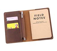 Fasjosma Leather Notebook Cover for Field Notes, Handmade Journal Cover for Moleskine Cahier Journal, Leather Cover with Pen Holder fits 3.5" x 5.5" Pocket Notebook - Brown