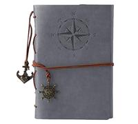 Leather Notebook, MALEDEN Classic Spiral Bound Notebook Refillable Diary Sketchbook Gifts with Unlined Travel Journals for Writing for Girls and Boys (Grey)