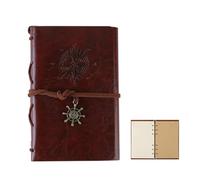 Leather Notebook Vintage Spiral Bound Line Book Refillable Travel Journal with Blank Pages Brown for Girls Boys Women Men Line Book A7