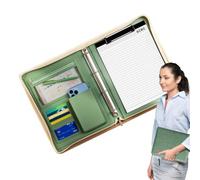 Leather Notepad Holder | Stylish Document Card Holder | Leather Padfolio Organizer with Zipper, Business Resume Legal Pad with A4 Note Sheet and Binder for Men Women