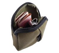 Leather - Nylon 3.94x2.56x0.39 inch | Canvas Bag for Hiking, Multipurpose Bags with Small Zipper, Wallet with Waist Case, Portable Coin Card Holder, Organiz