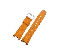 Leather Nylon Watch Strap fit for Casio GST-W120L S130l 310 B100 300 Soft Comfortable Watchband Accessories 26mm(Yellow-Steel)