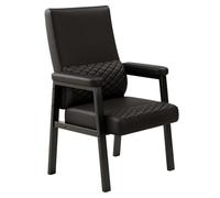 Leather office chair, reception chair with sturdy legs, reading chair with upholstered armrests, ergonomic armchairs for living room, waiting room, restaurant (Nero)