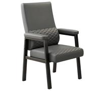 Leather office chair, reception chair with sturdy legs, reading chair with upholstered armrests, ergonomic armchair for living room, waiting room, restaurant (grey)