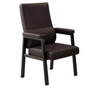 Leather office chair, reception chair with sturdy legs, reading chair with upholstered armrests, ergonomic armchairs for living room, waiting room, restaurant (brown)