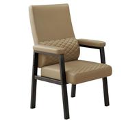 Leather office chair, reception chair with sturdy legs, reading chair with upholstered armrests, ergonomic armchairs for living room, waiting room, restaurant (khaki)