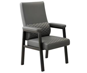 Leather office chair, reception chair with sturdy legs, reading chair with upholstered armrests, ergonomic armchair for living room, waiting room, restaurant (grey)