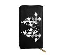 Leather Organizer Wallet For Women, Black White Checkered Flags, Long Zip Coin Purse, Travel Checkbook Holder & Card Case Wallet For Everyday Use, Gifts Reusable Check Budget Money Purse For Ladies
