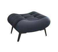 Leather Ottoman Footrest Upholstered Small Shoe Changing Stool with Metal Legs for Living Room Entryway Sofa Step Stool (Black Size S)