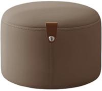 Leather Ottoman - Small Footstool with Handles, Upholstered Foot Rest for Living Room and Bedroom, Stylish Shoe Changing Stool for Small Spaces