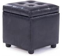 Leather Ottoman Storage Footstool with Concealed Compartment, Water-Resistant for Living Room, Bedroom, and Office Use
