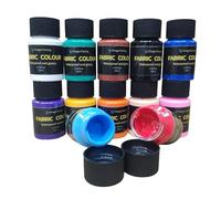 Leather Paint Set, 12 Colors Soft Textile Pigments Kit with Vibrant Colors, 2 Brushes for Artists & Crafters, Art Tools for T-Shirts, Shoes, Jeans, Canvas Bags, DIY Projects and Crafts, 30ml/1oz Each