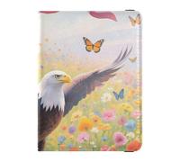 Leather Passport and Vaccine Card Holder Combo Passport Case Travel Documents Wallet Passport Cover with RFID Blocking for Travel Essential Waterproof, Flower Art, One Size, Modern