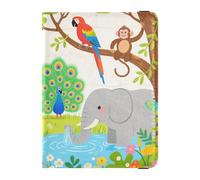Leather Passport and Vaccine Card Holder Combo Passport Case Travel Documents Wallet Passport Cover with RFID Blocking for Travel Essential Waterproof, Jungle Animal Art, One Size, Modern